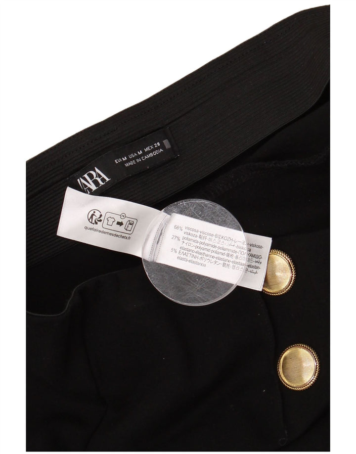 Zara Damen-Hose mit hoher Taille, mittelgroß, W28, L25, schwarze Viskose