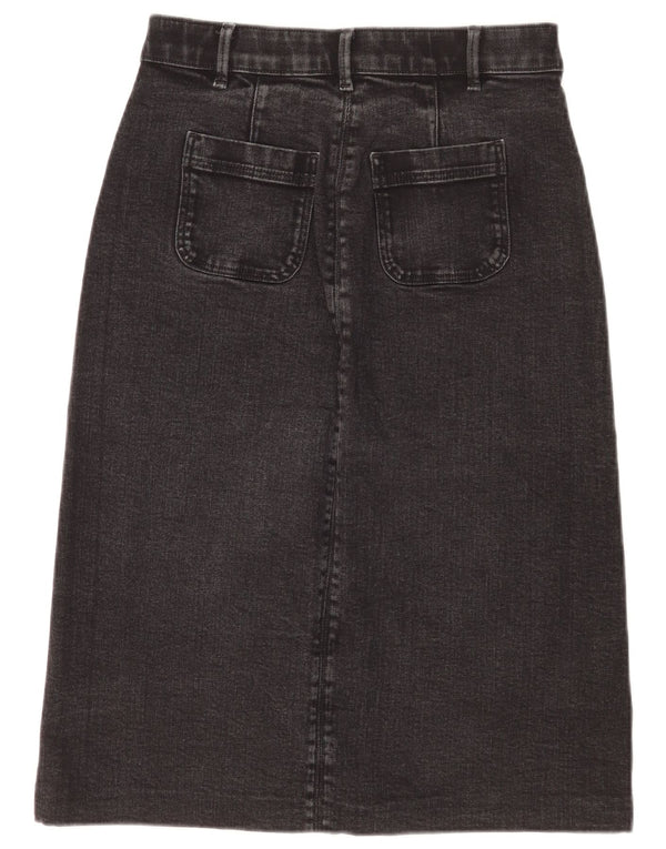 Marks & Spencer Damen Jeansrock UK 10 Small W27 Schwarze Baumwolle