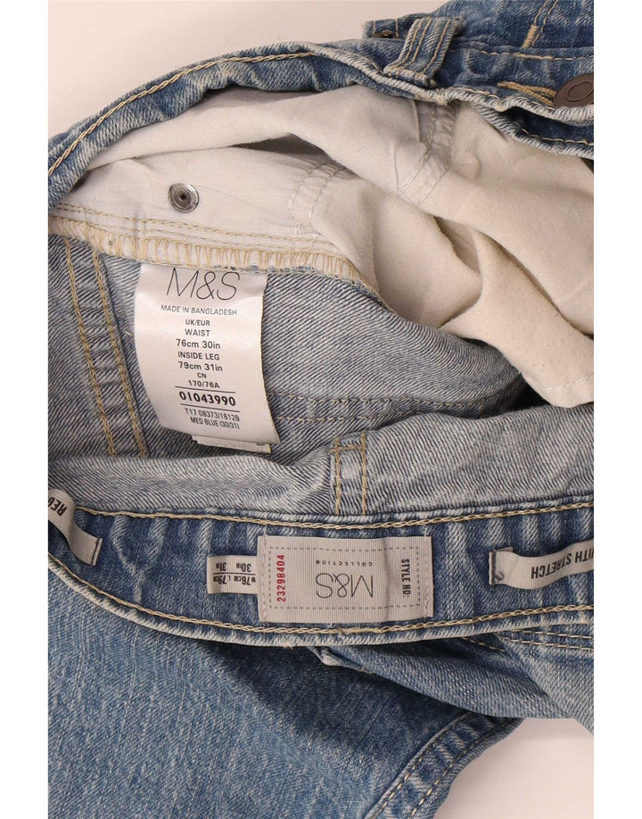 Marks & Spencer Herren Regular Straight Jeans W30 L31 Blaue Baumwolle