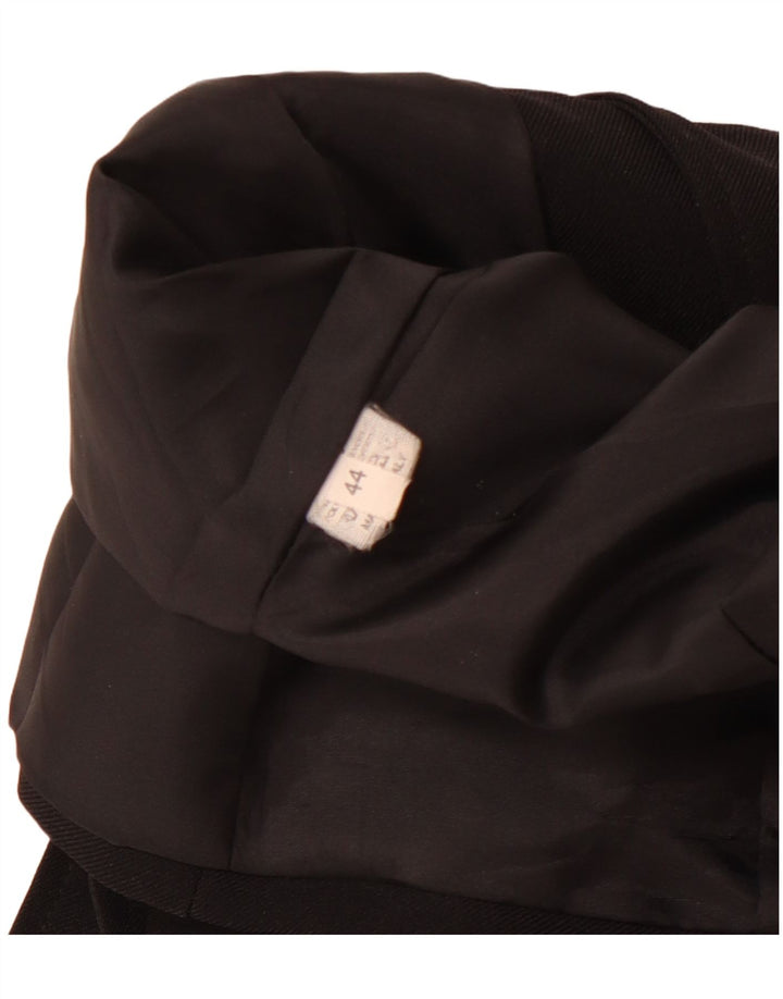 Vintage Damen 4-Knopf-Blazerjacke IT 44 Mittelschwarzes Polyester