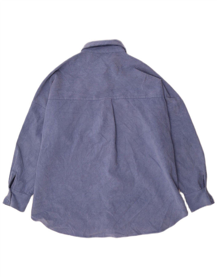 Zara Damen-Overshirt, übergroßes Hemd, UK 14, mittelblaues Polyester