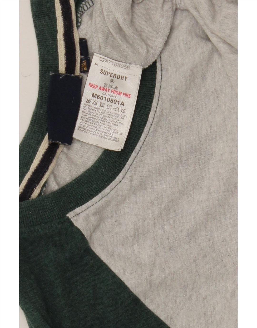 Superdry Herren-Oberteil aus langärmliger, mittelgrauer Colourblock-Baumwolle