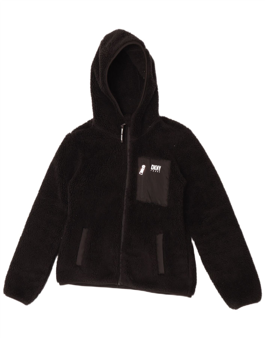 Dkny Fleecejacke für Mädchen, 14–15 Jahre, Größe L, Schwarz, Polyester