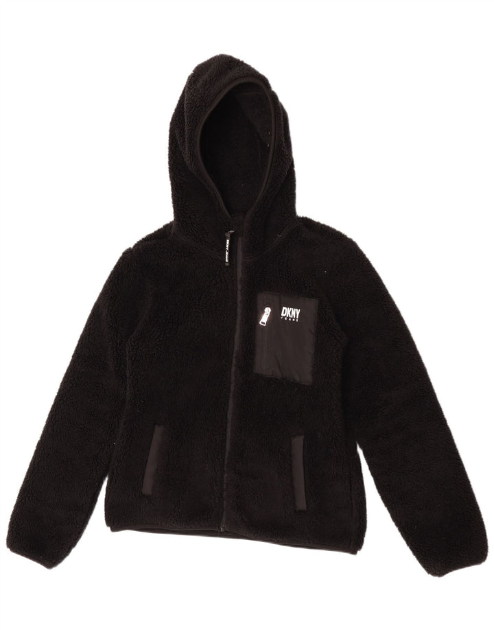 Dkny Fleecejacke für Mädchen, 14–15 Jahre, Größe L, Schwarz, Polyester