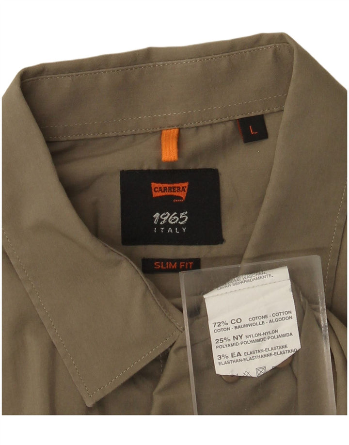 Carrera Herren Slim-Fit-Hemd, groß, Khaki, Baumwolle