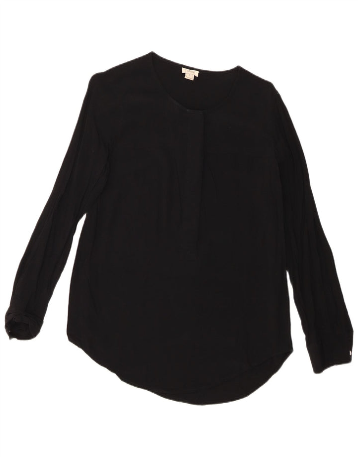 J. CREW Damen Langarm-Blusenoberteil UK 10 Small Schwarze Viskose
