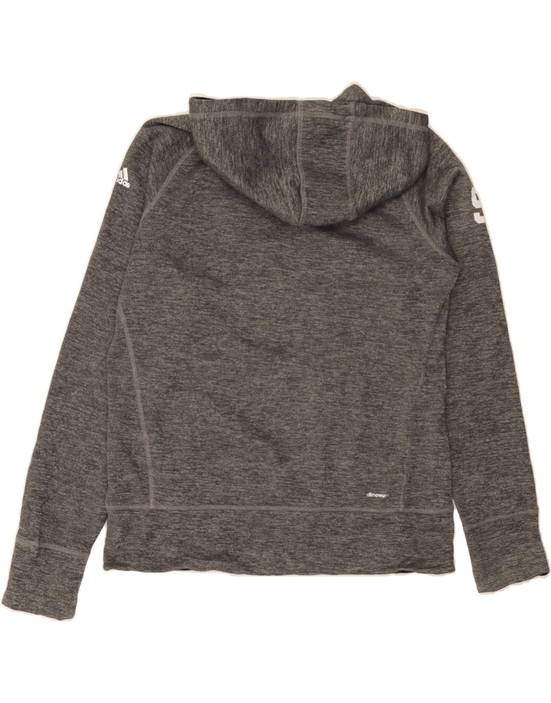 ADIDAS Womens Graphic Hoodie Jumper UK 12/14 Medium Grey Polyester Vintage Adidas and Second-Hand Adidas from Messina Hembry 