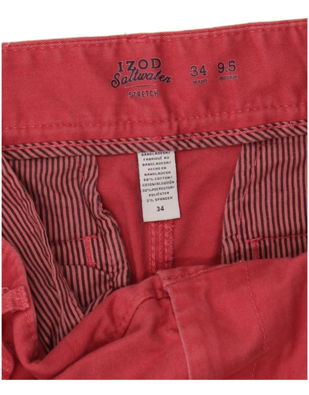 Izod Herren Salt Water Chino Shorts W34 Große rosa Baumwolle