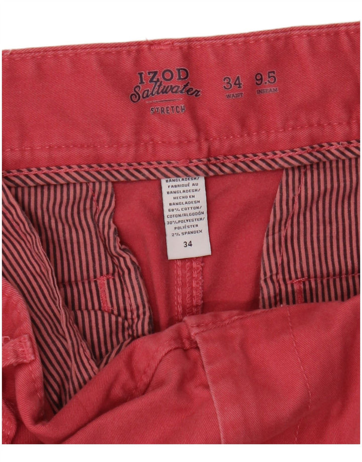 Izod Herren Salt Water Chino Shorts W34 Große rosa Baumwolle
