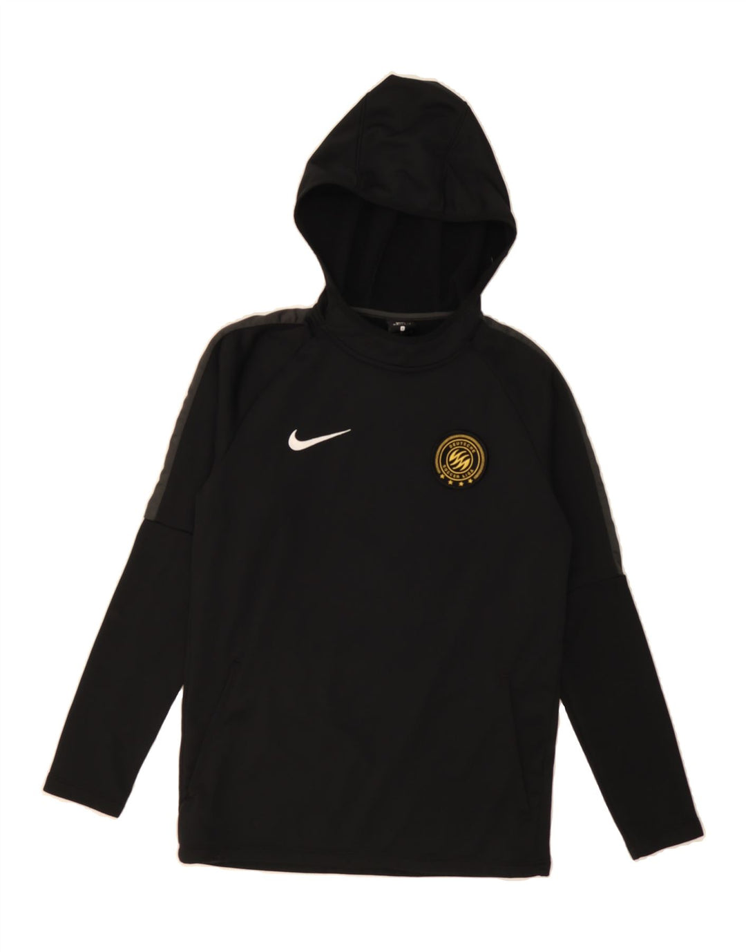 NIKE Mens Dri Fit Graphic Hoodie Jumper Small Black Polyester Vintage Nike and Second-Hand Nike from Messina Hembry 