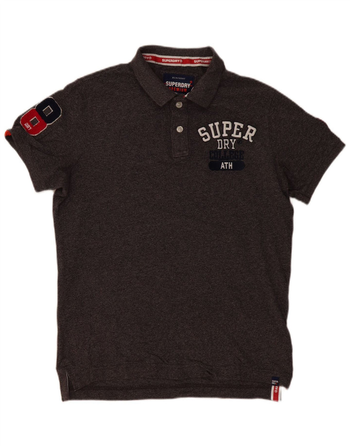 Superdry Herren-Poloshirt mit Grafik, XL, grau meliert, Baumwolle