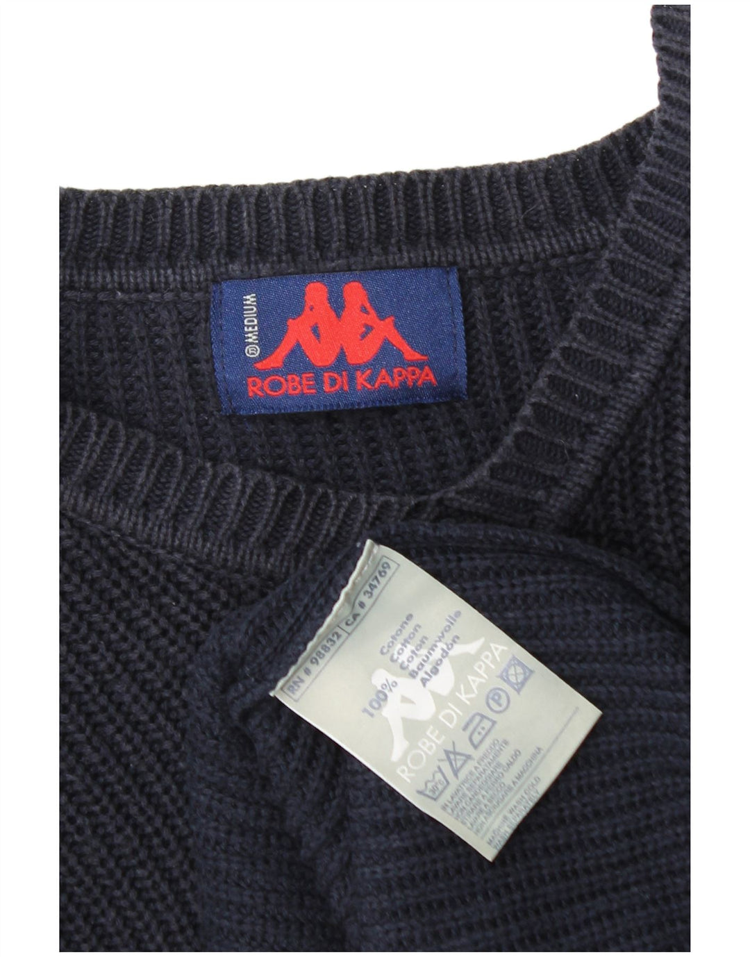 Kappa Herren-Pullover mit V-Ausschnitt aus mittelblauer Baumwolle