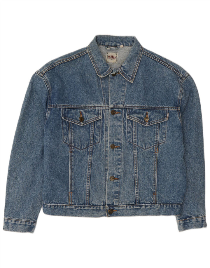 Vintage Damen Übergroße Jeansjacke UK 14 Mittelblaue Baumwolle