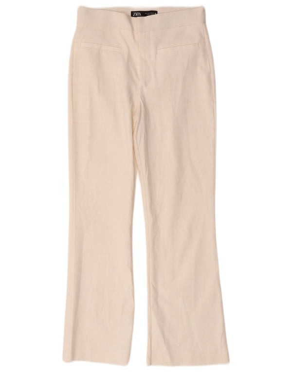 Zara Bootcut-Freizeithose für Damen, Größe S, W26, L26, weiße Baumwolle