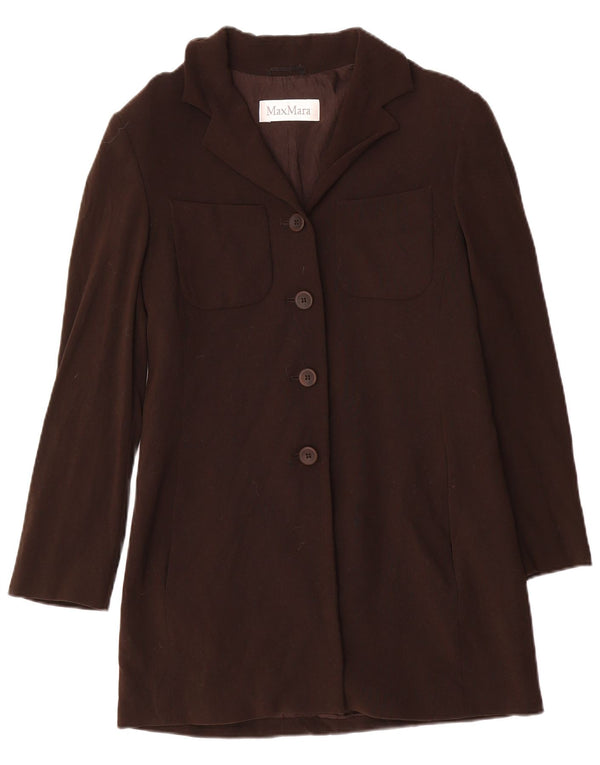 Max Mara Damenmantel UK 10 Small Braune Wolle
