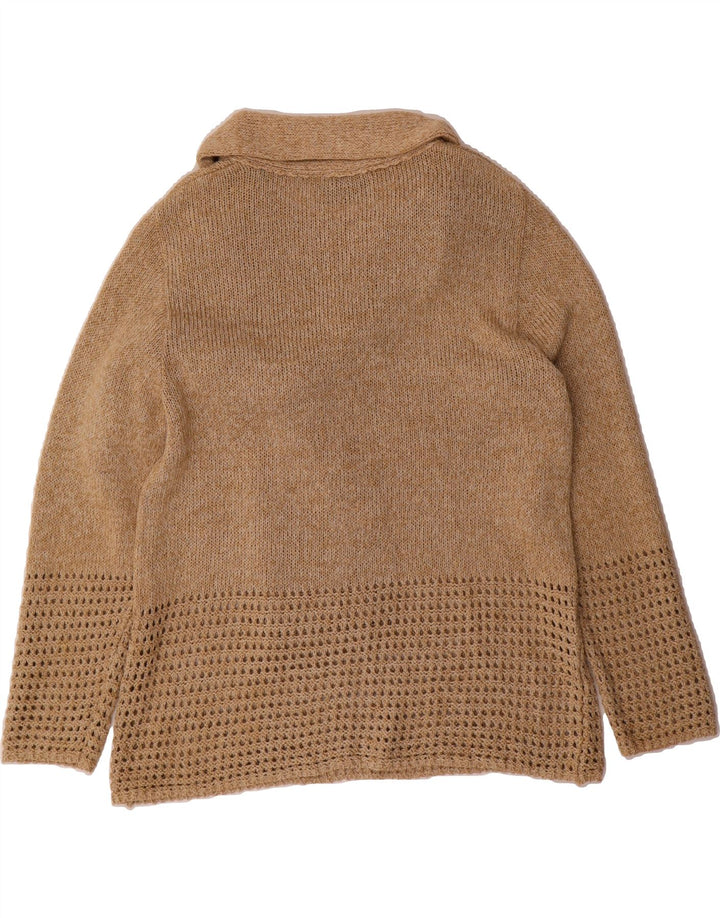 ROISIN MCCARTHY Womens Roll Neck Jumper Sweater UK 14 Medium Beige Vintage Roisin McCarthy and Second-Hand Roisin McCarthy from Messina Hembry 