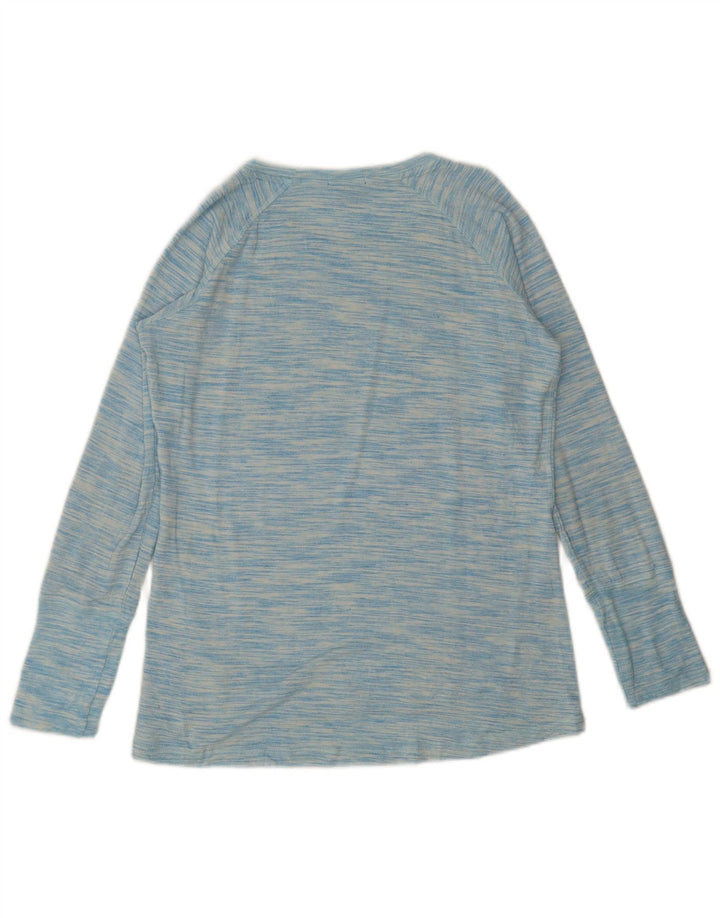 Champion Damen Top Langarm UK 14 Mittelblau meliertes Viskose