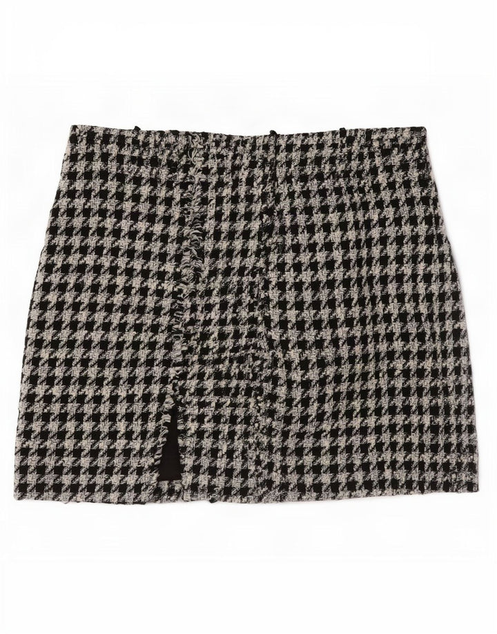 Zara Damen Minirock Small W26 Schwarzer Hahnentritt-Polyester