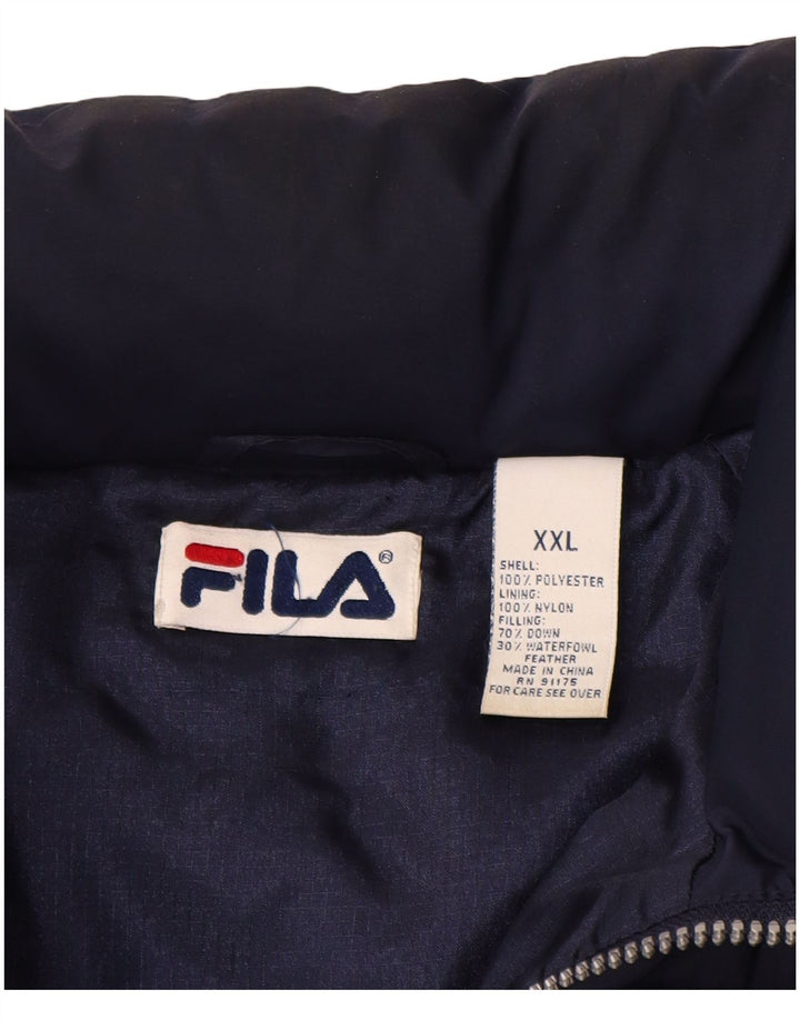 Fila Herren Wattierte Jacke UK 44 2XL Marineblau Colourblock Polyester