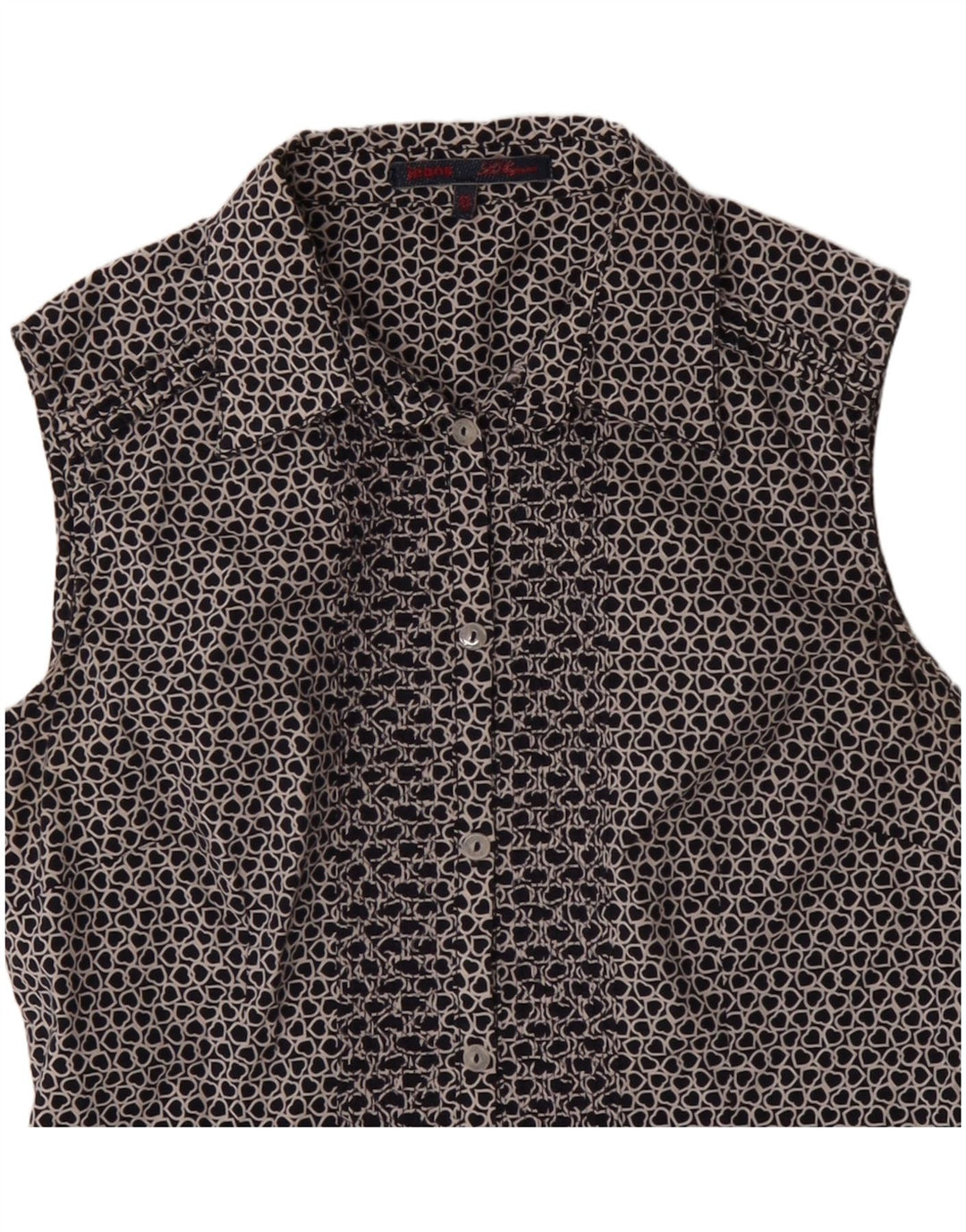 Les Copains Damen ärmellose Hemdbluse IT 42 Medium Navy Blue Heart