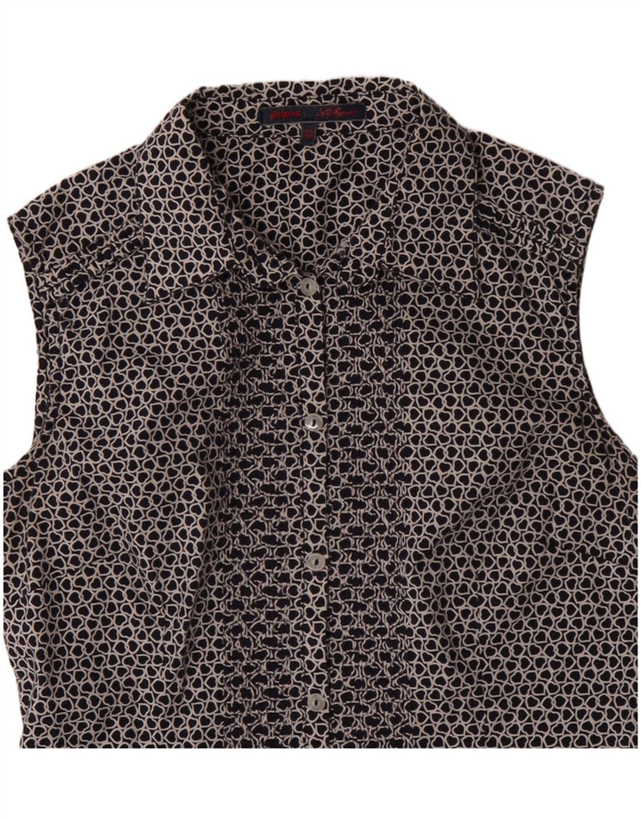 Les Copains Damen ärmellose Hemdbluse IT 42 Medium Navy Blue Heart