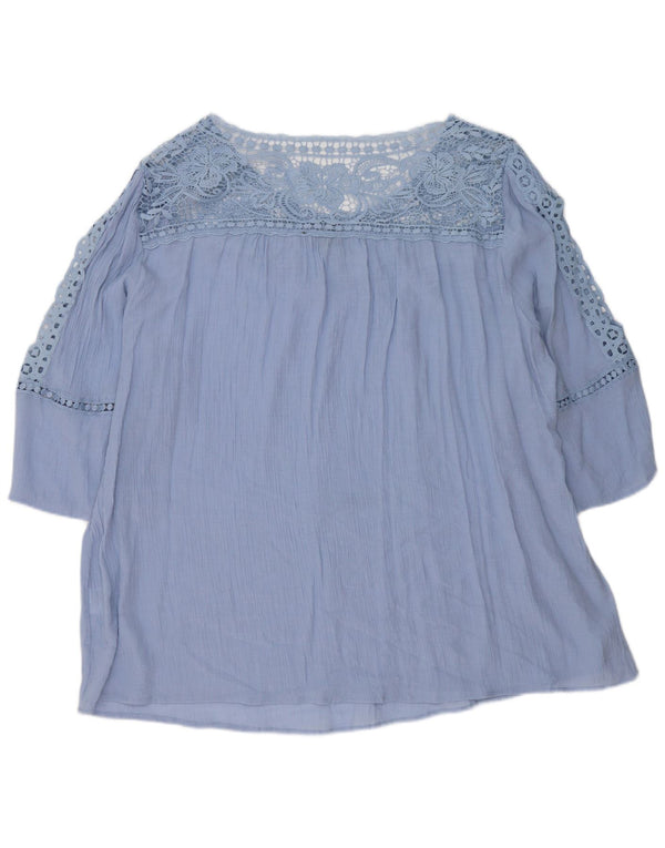 Marks & Spencer Damen Autograph 3/4-Ärmel-Blusenoberteil, UK 26 5XL, Blau