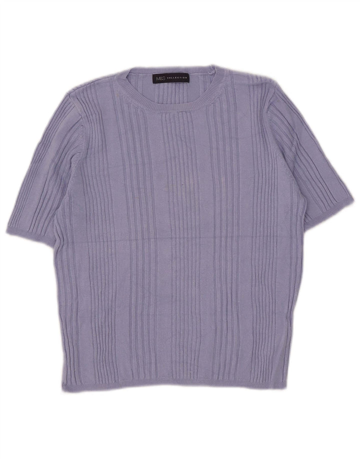 Marks & Spencer Damen-Pullover, kurzärmelig, Rundhalsausschnitt, Gr. 14, Medium B