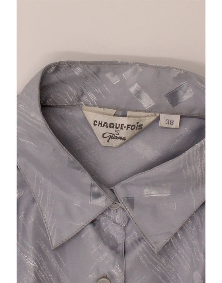 VINTAGE Womens Shirt Blouse EU 38 Medium Grey Geometric Vintage Vintage and Second-Hand Vintage from Messina Hembry 