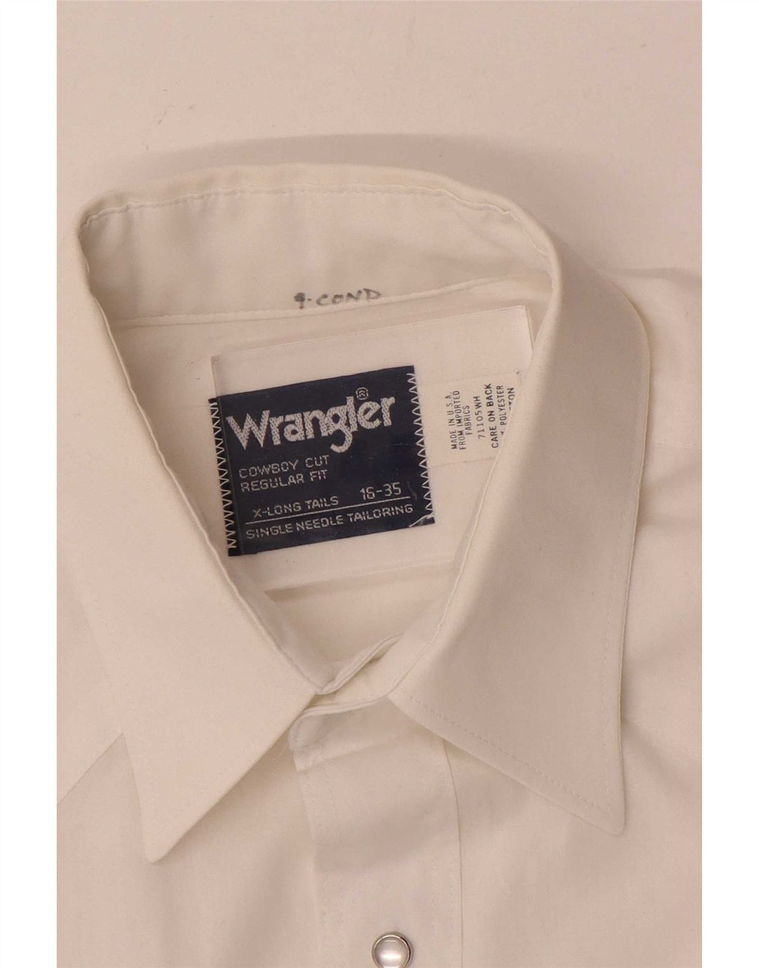 Wrangler Herren-Hemd, groß, Größe 16, groß, weißes Polyester