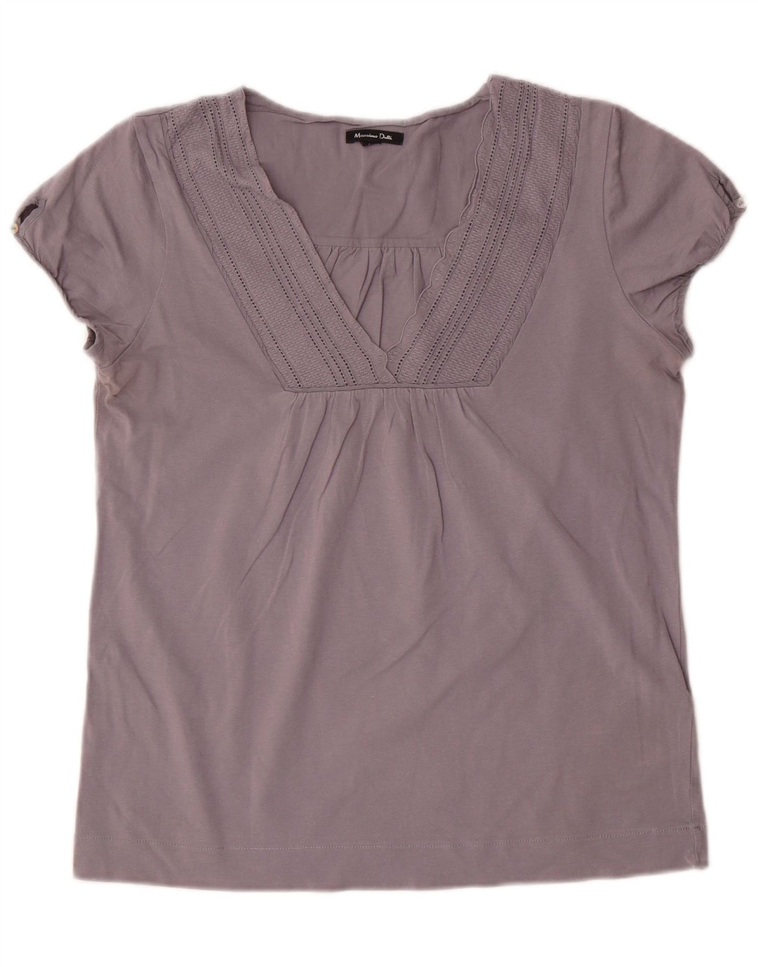 MASSIMO DUTTI Damen Bluse Top UK 14 Große graue Baumwolle