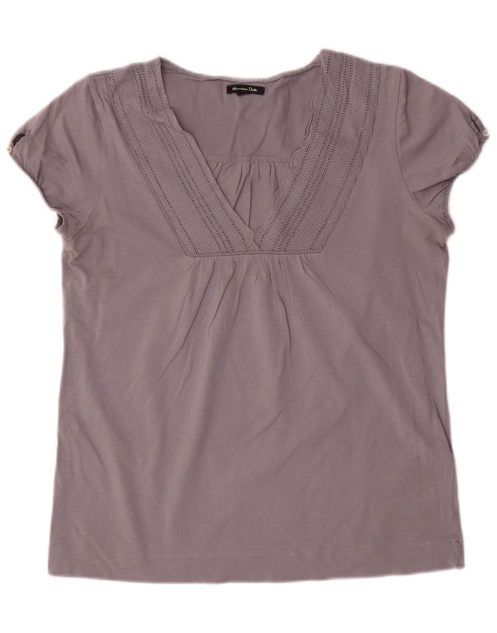MASSIMO DUTTI Damen Bluse Top UK 14 Große graue Baumwolle