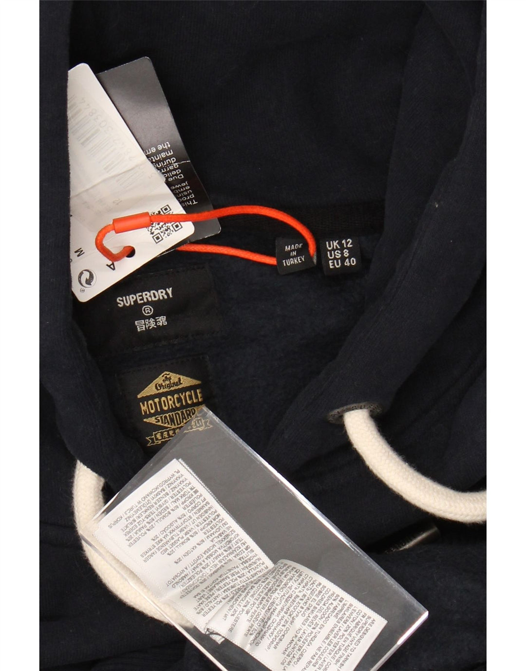 SUPERDRY Damen-Kapuzenpullover mit Grafik, UK 12, mittelmarineblau, Baumwolle