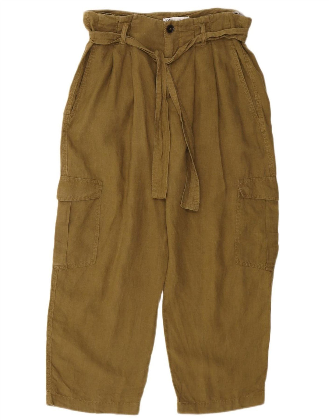 ZARA Womens Straight Cargo Trousers Large W30 L26 Khaki