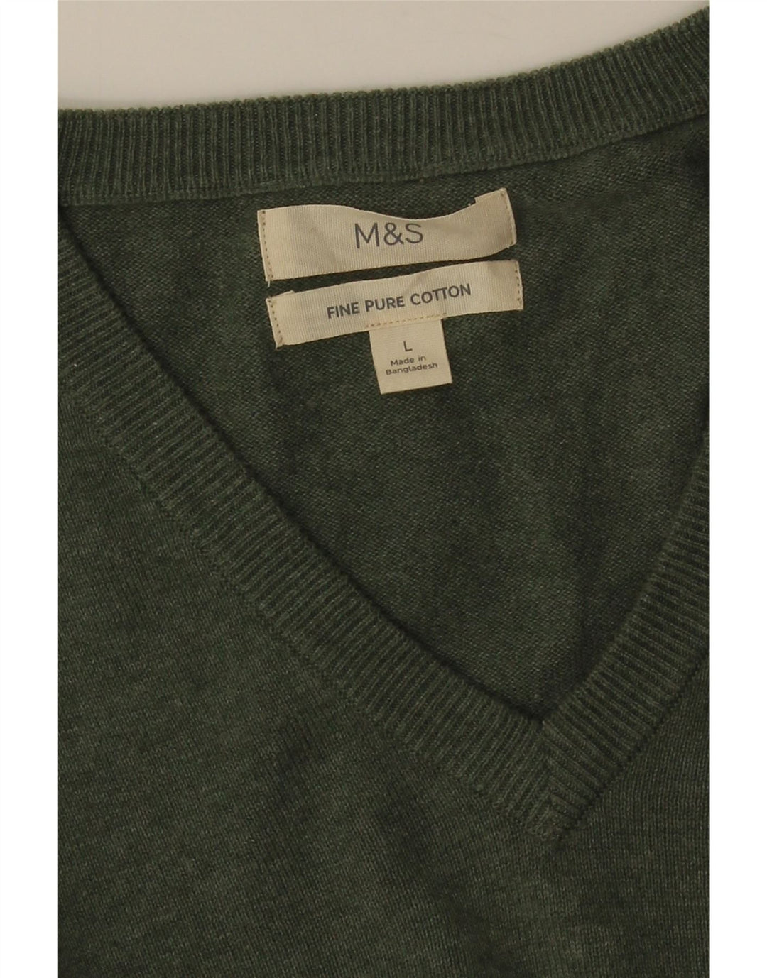 Marks & SPENCER Herren-Pullover mit V-Ausschnitt, groß, grüne Baumwolle