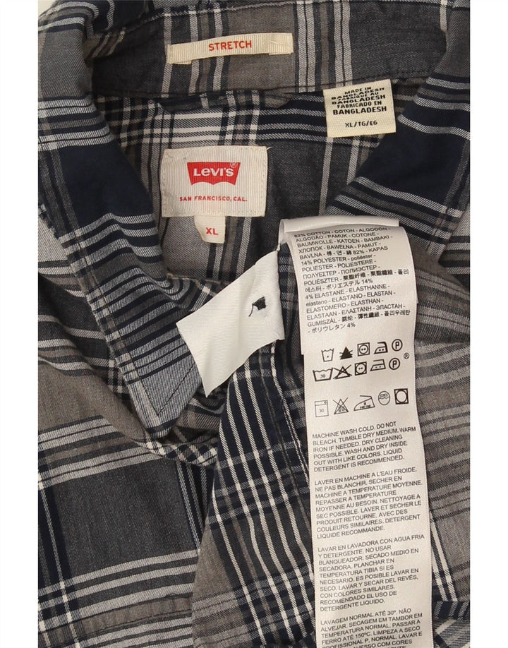 Levi's Herren-Kurzarmhemd XL, marineblau, kariert, Baumwolle