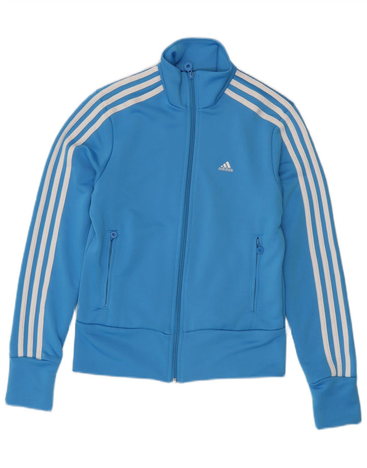 ADIDAS Damen Trainingsanzug Top Jacke UK 10 Small Blau Polyester