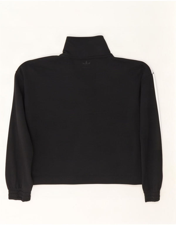Adidas Damen-Sweatshirt, übergroß, kurz geschnitten, mit Knopfleiste, Gr. 8, Schwarz