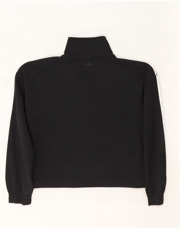 Adidas Damen-Sweatshirt, übergroß, kurz geschnitten, mit Knopfleiste, Gr. 8, Schwarz