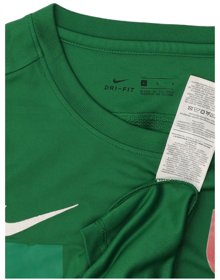 NIKE Mens Dri Fit Graphic T-Shirt Top Large Green Polyester