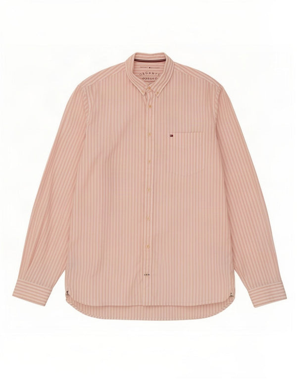 Tommy Hilfiger Herrenhemd XL Rosa Nadelstreifen Baumwolle