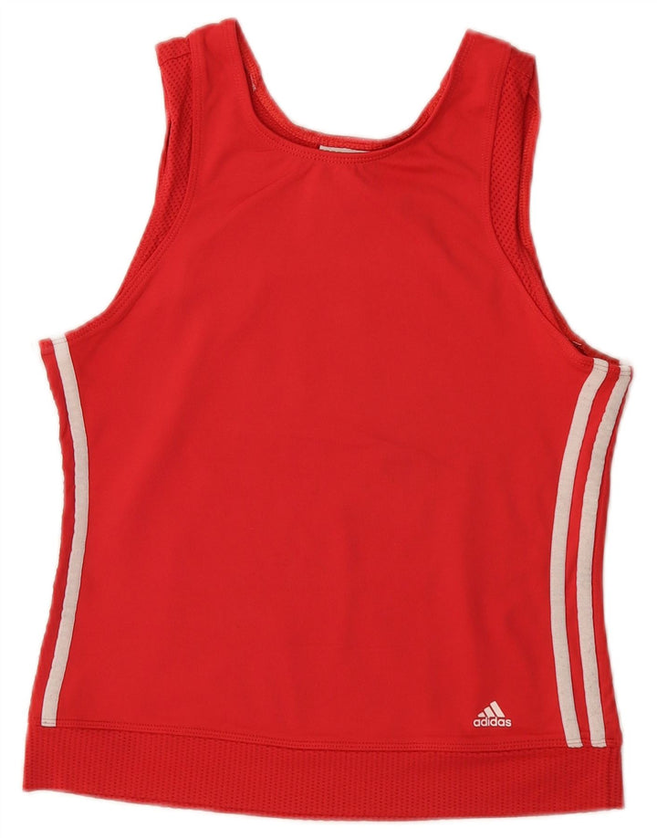 Adidas Damen Climacool Crop Vest Top UK 14 Medium Red Polyamid
