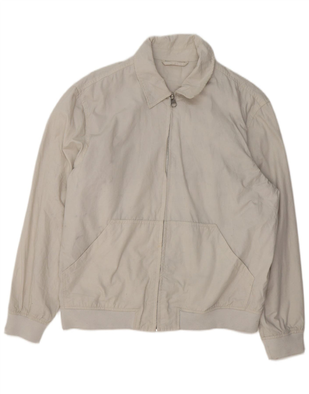 Zara Herren Bomberjacke UK 40 Large Weiß Nylon