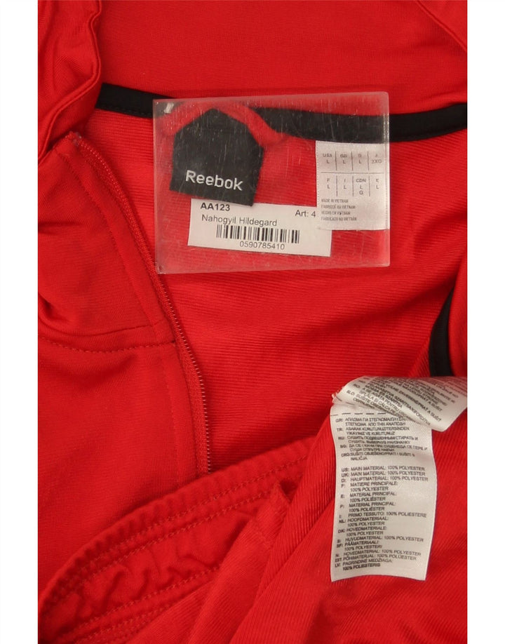 Reebok Herren-Trainingsanzug-Top-Jacke, großes rotes Farbblock-Polyester