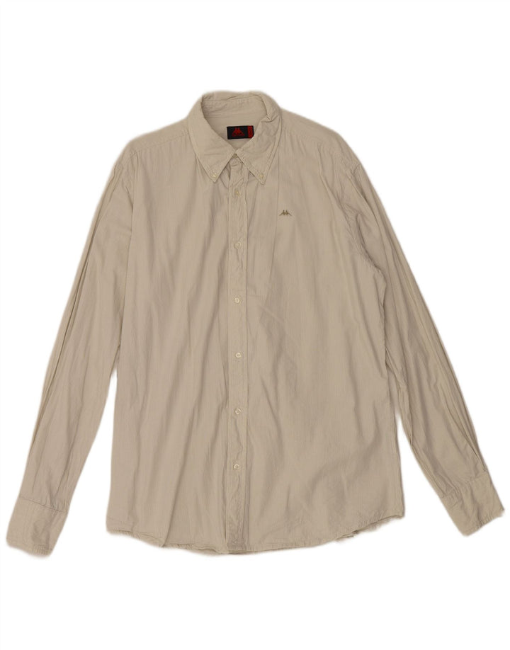 Kappa Herrenhemd 2XL Beige Nadelstreifen Baumwolle