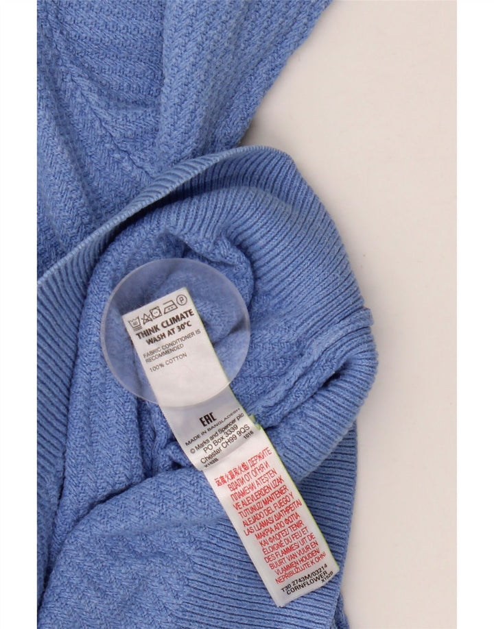 Marks & Spencer Herren-Pullover mit U-Boot-Ausschnitt, XL, blaue Baumwolle