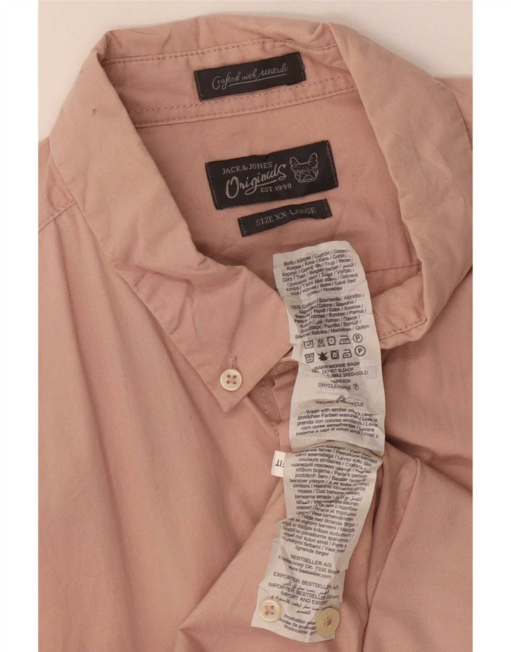 Jack & Jones Herren Kurzarmhemd 2XL Rosa Baumwolle