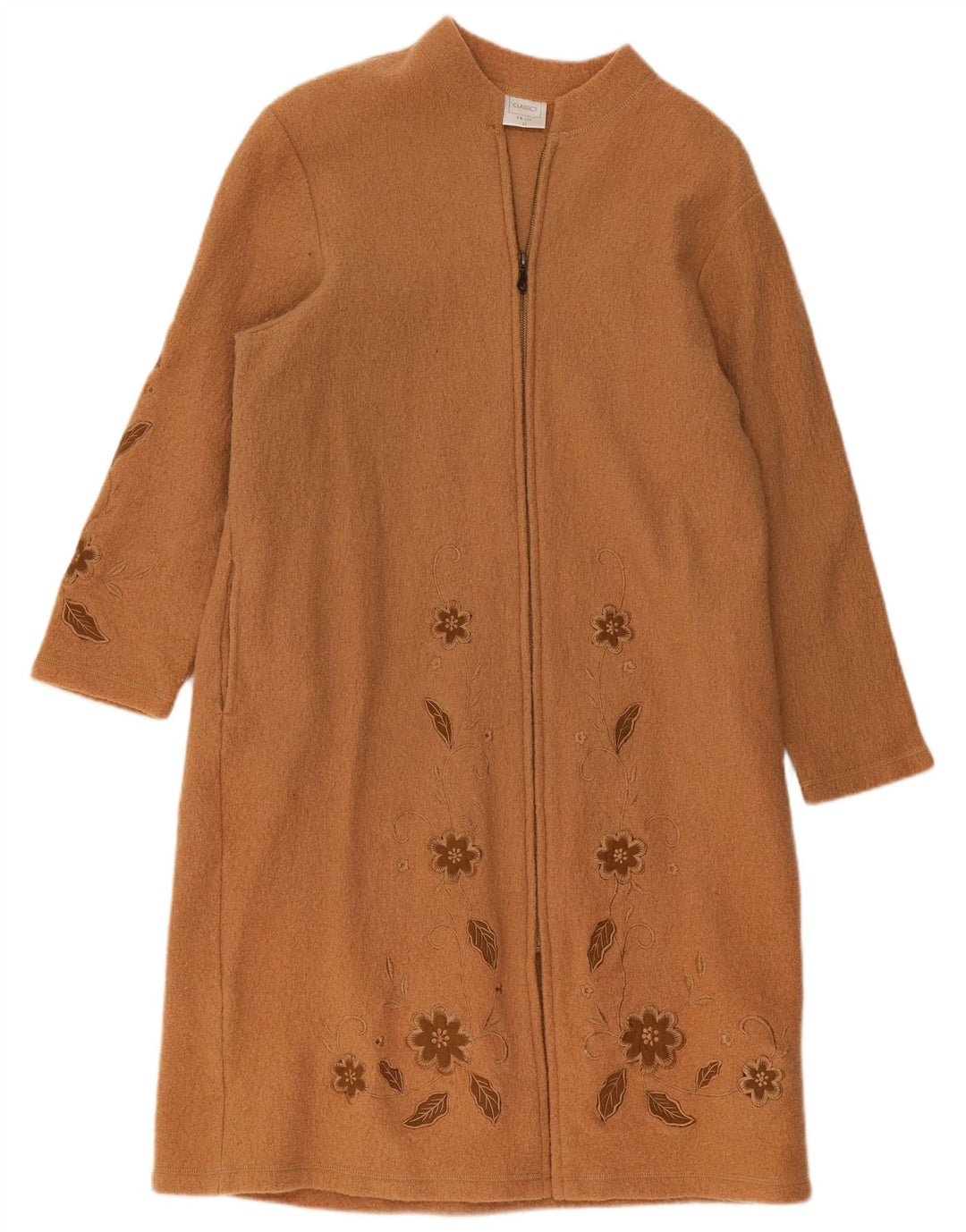 Vintage Damen Mantel UK 22 3XL Beige geblümte Wolle