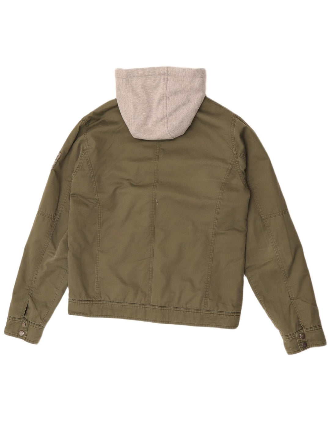 Guess Herren-Utility-Jacke mit grafischer Kapuze, UK 38, mittleres Khaki, Farbblock