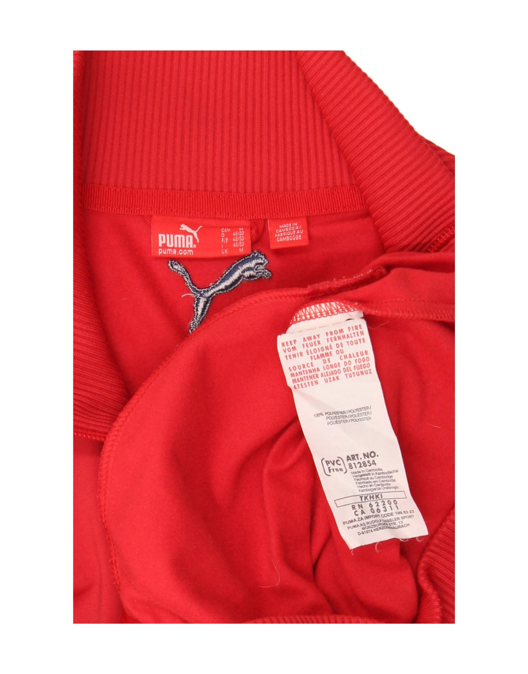 Puma Herren-Trainingsanzug-Top-Jacke aus mittelrotem, gestreiftem Polyester