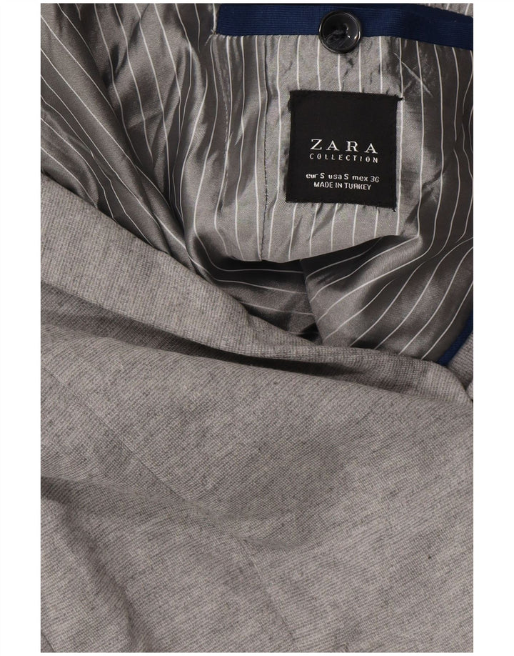 Zara Herren 1-Knopf-Blazerjacke UK 36 Small Grau